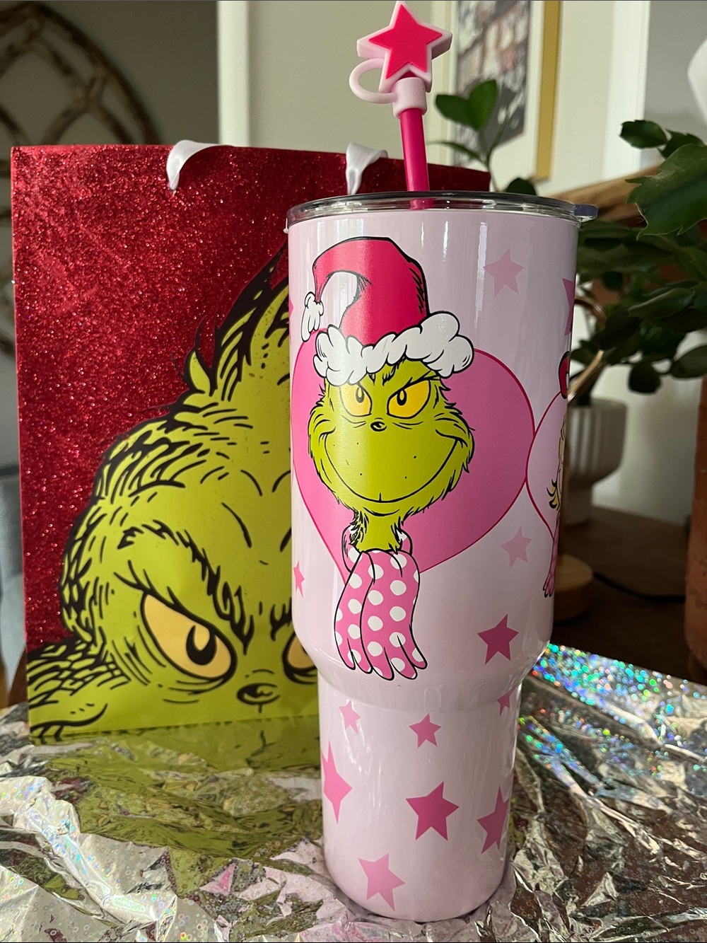 Pink Grinch Holiday Tumbler 40oz